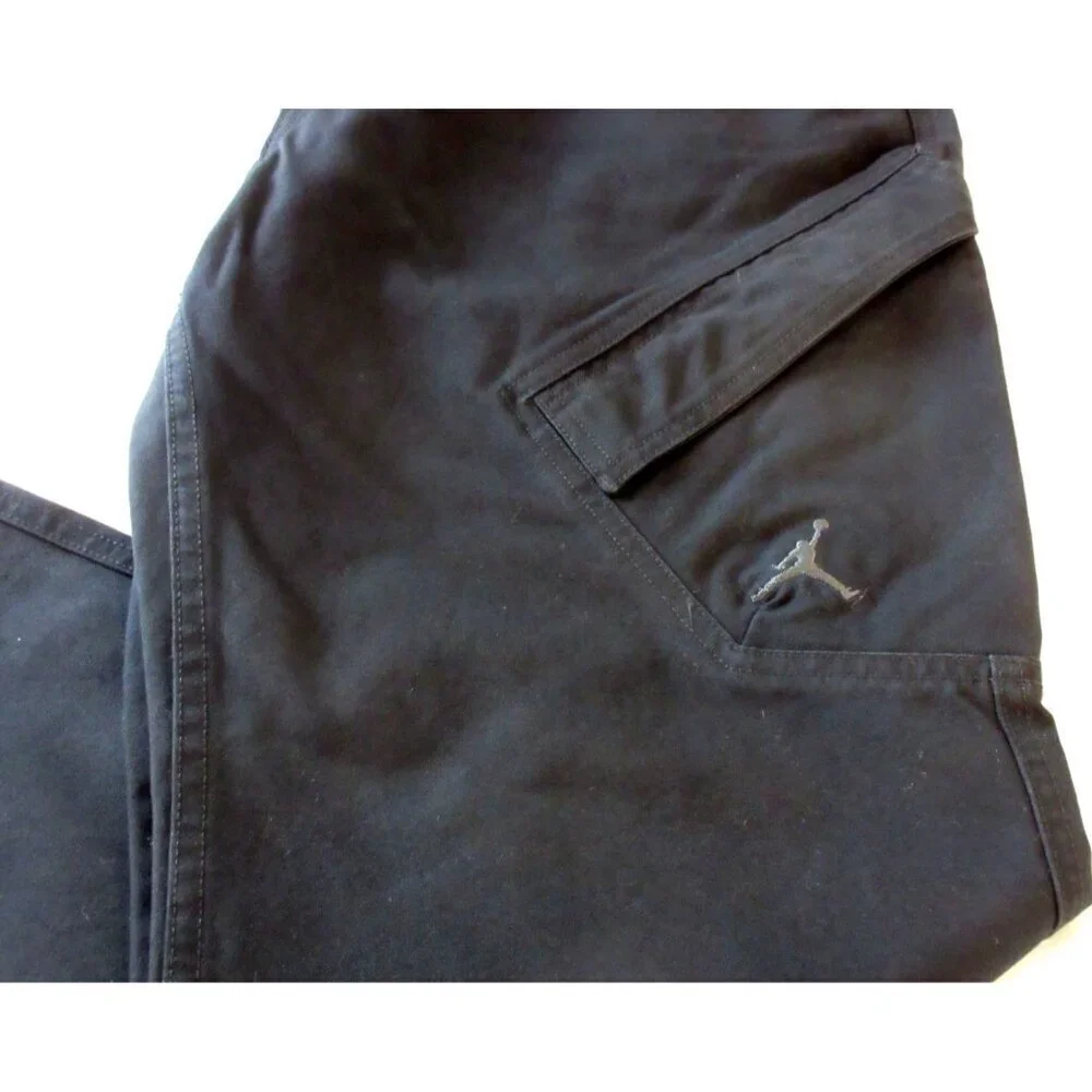 Jordan Men's MJ Chicago Cotton Cargo Casual Air Jordan Logo Pants Black NWT